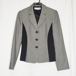 TAHARI Houndstooth Blazer Black & White Size 4